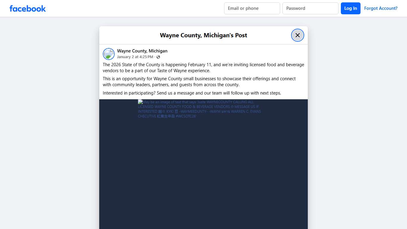 The 2026 State of the County is... - Wayne County, Michigan | Facebook